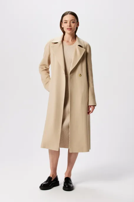 Midi-Wollmantel aus Kamelwolle