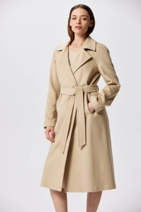 Midi-Wollmantel aus Kamelwolle