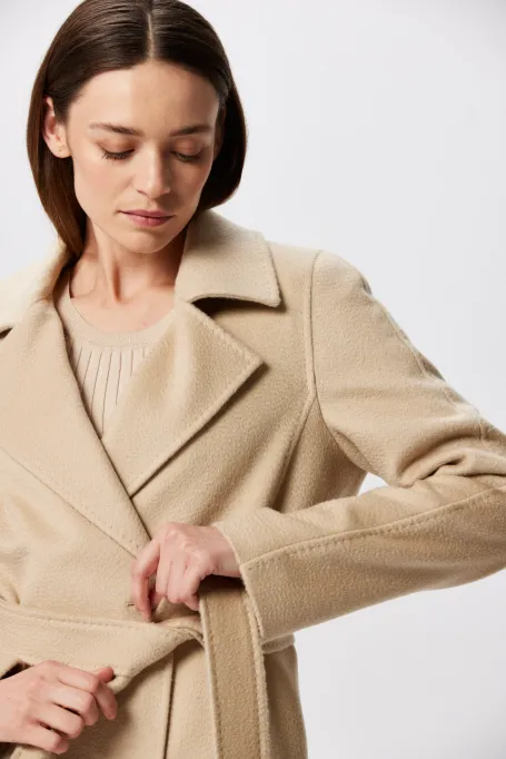 Midi-Wollmantel aus Kamelwolle