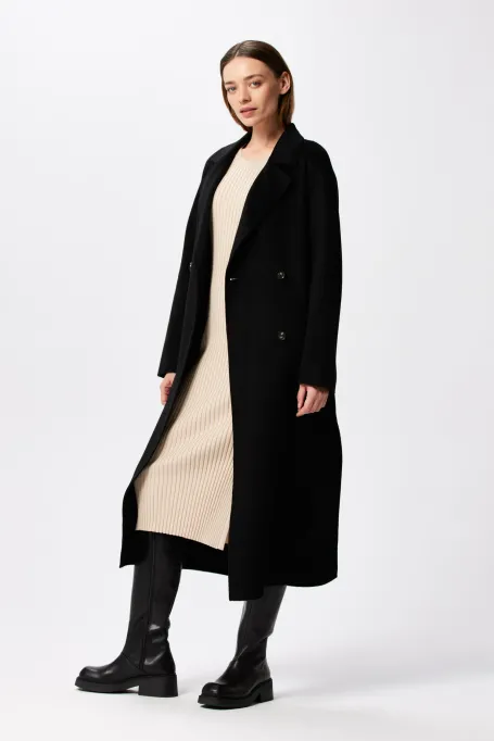 Schwarzer Doubleface-Kaschmirmantel