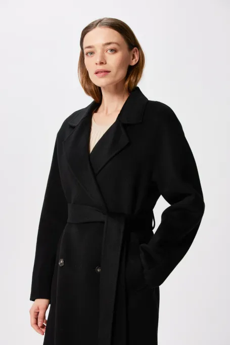 Schwarzer Doubleface-Kaschmirmantel