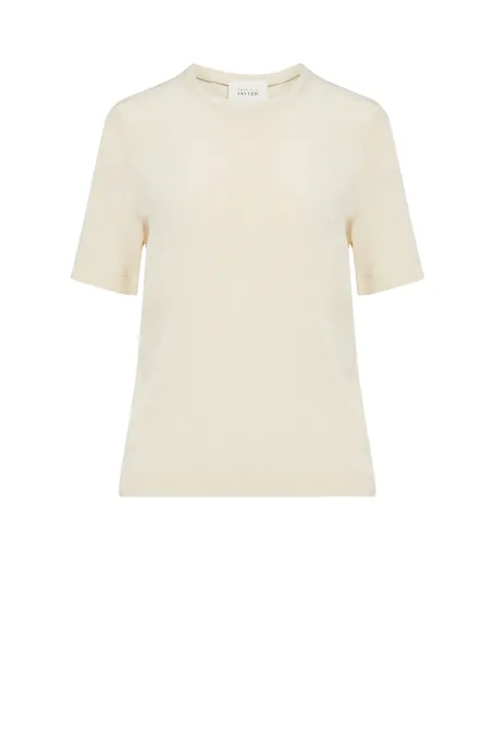 Beige Bluse mit Seide Brigitte