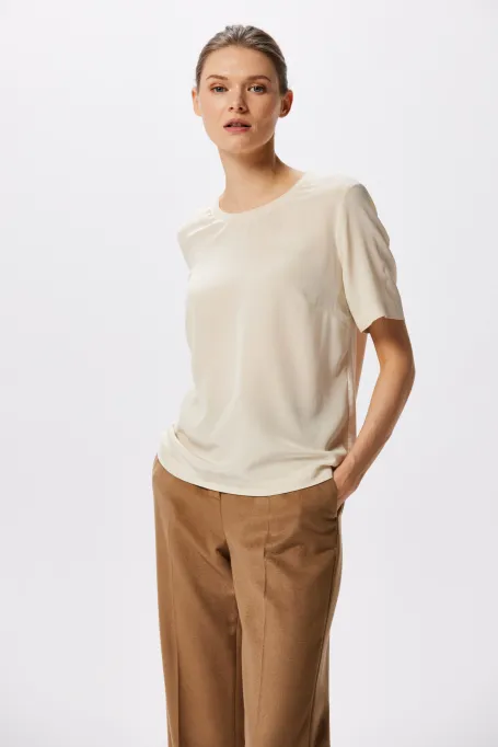Beige Bluse mit Seide Brigitte