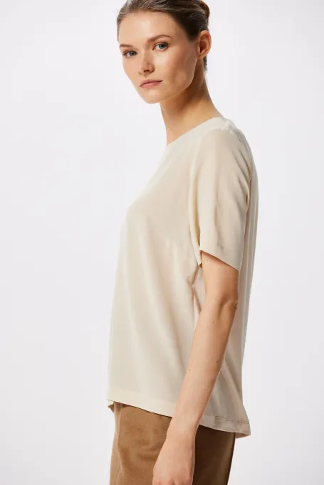 Beige Bluse mit Seide Brigitte