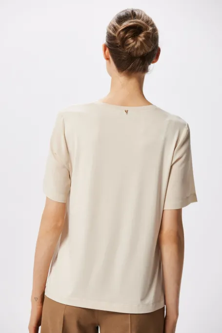 Beige Bluse mit Seide Brigitte