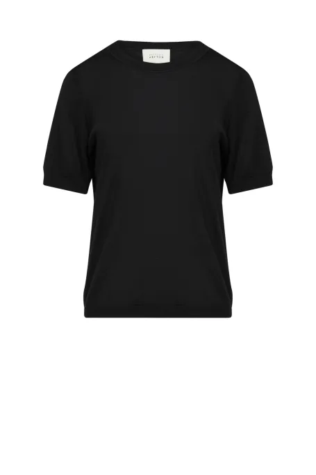 Schwarze Bluse aus Merinowolle