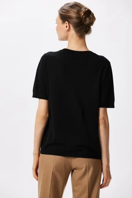 Schwarze Bluse aus Merinowolle