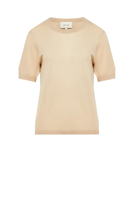 Beige Bluse aus Merinowolle