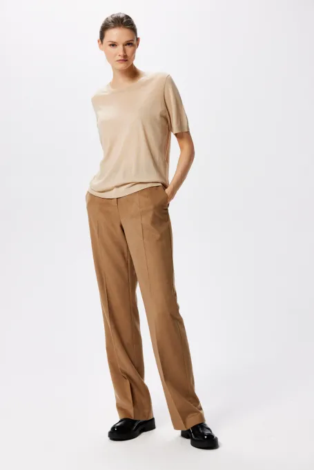 Beige Bluse aus Merinowolle