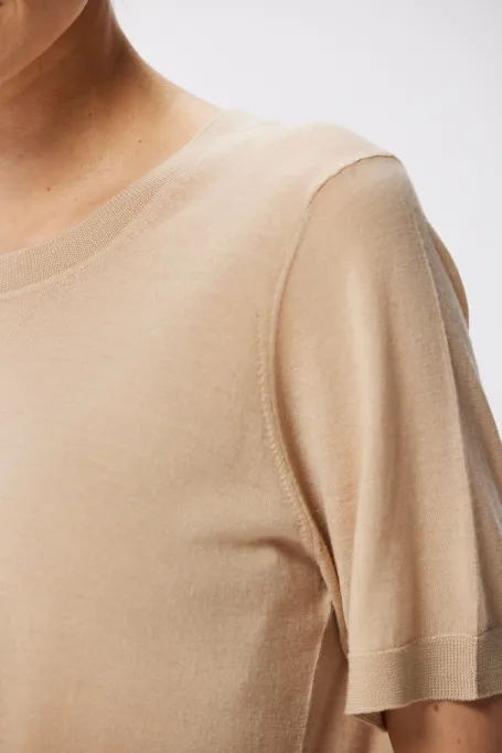 Beige Bluse aus Merinowolle