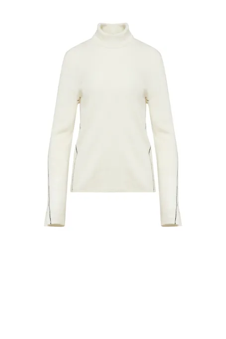 Weißer Rollkragenpullover aus Seide und Kaschmir