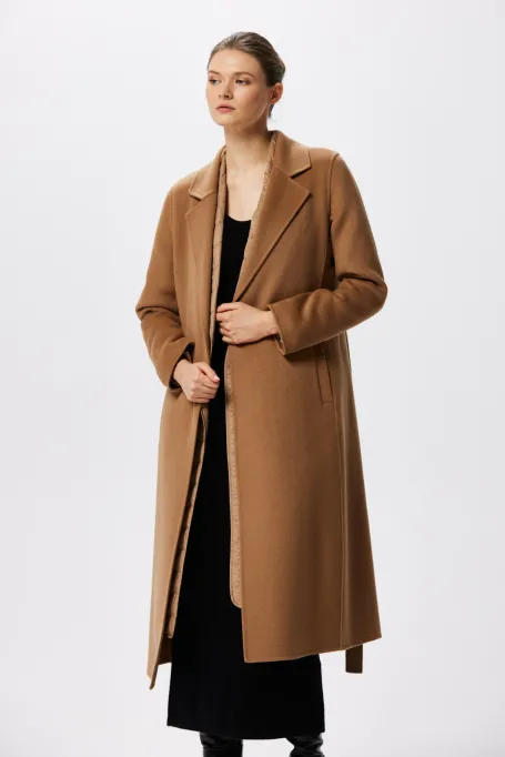 Doppelgesicht-Wollmantel mit Kaschmir