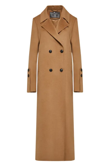 Langer Mantel mit Wolle und Seide