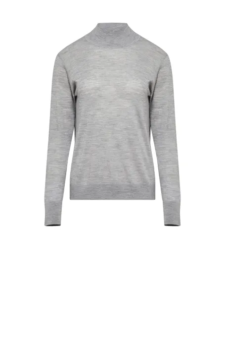 Graues Rollkragen-Shirt aus Merinowolle Julia