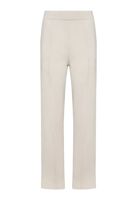 Beige weite Hose aus Merinowolle