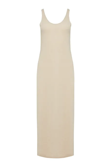 Beiges Kleid mit Kaschmir und Merinowolle