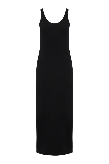 Schwarzes Kleid mit Kaschmir und Merinowolle