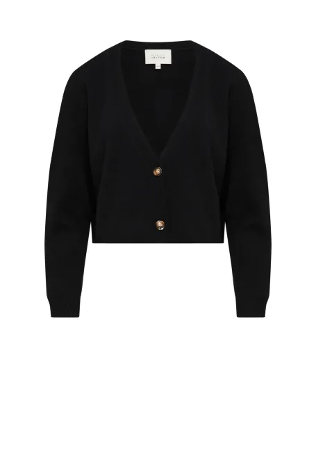 Kurze schwarze Strickjacke mit Kaschmir