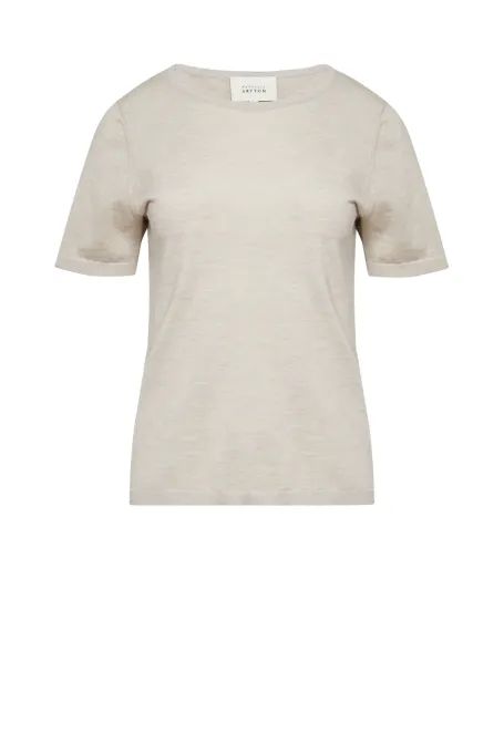 Beige Bluse aus Merinowolle