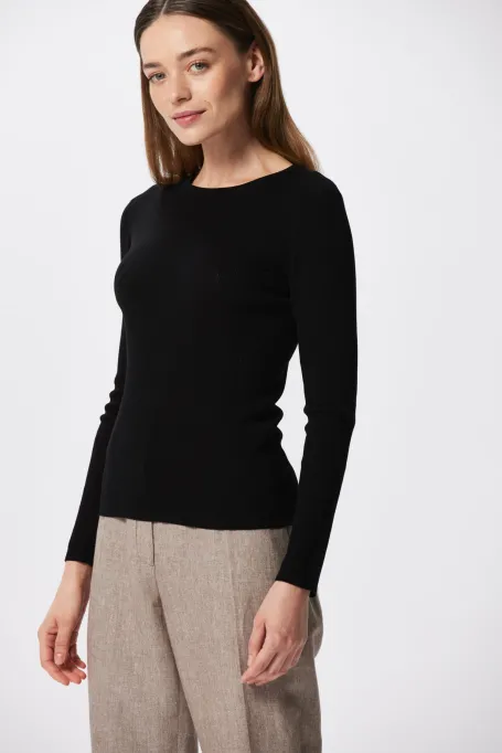 Schwarze Bluse aus Lyocell und Seide Emilly