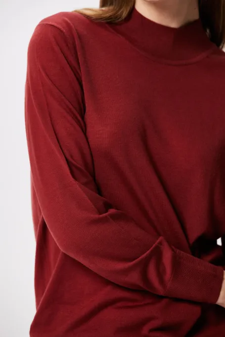 Pullover mit halbem Rollkragen aus Merinowolle