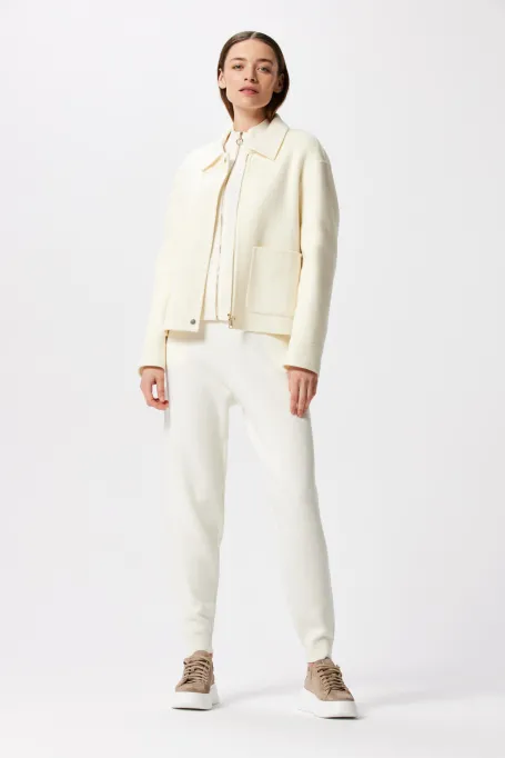 Weisse kurze Doubleface-Jacke