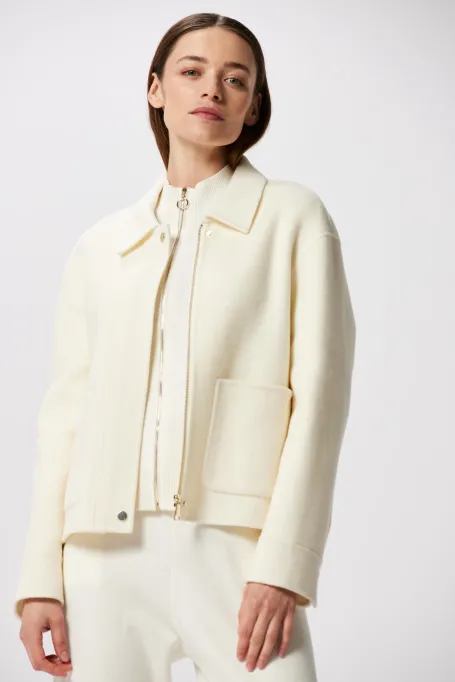 Weisse kurze Doubleface-Jacke