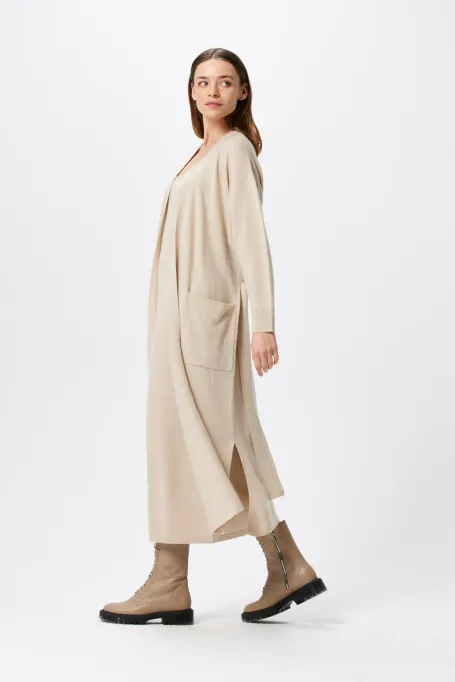 Langer Cardigan aus Kaschmir und Merinowolle