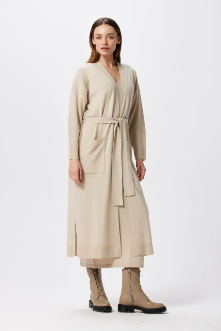 Langer Cardigan aus Kaschmir und Merinowolle