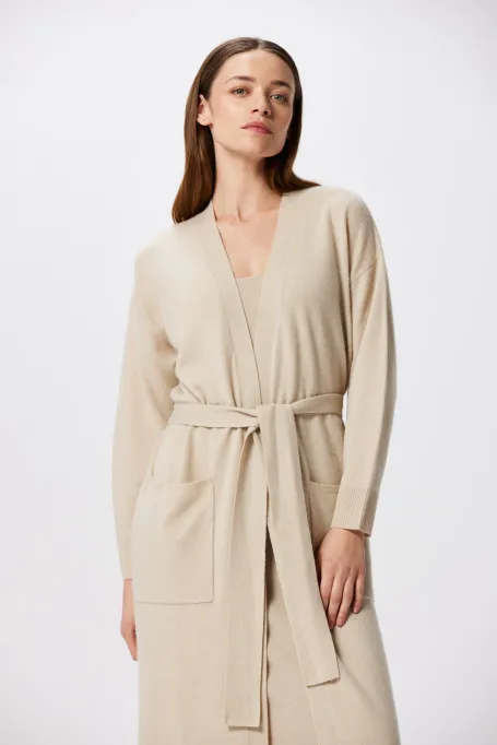 Langer Cardigan aus Kaschmir und Merinowolle