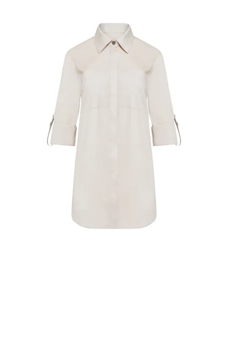 Beige Hemd mit Taschen