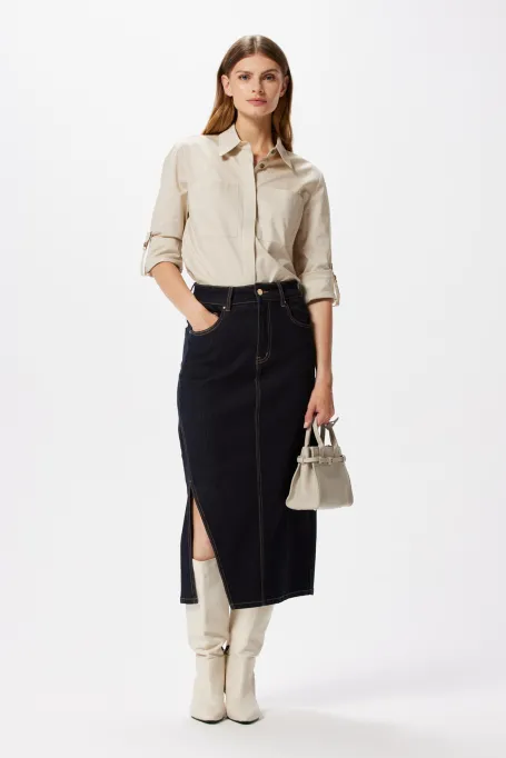 Jeans-Midirock in Dunkelblau