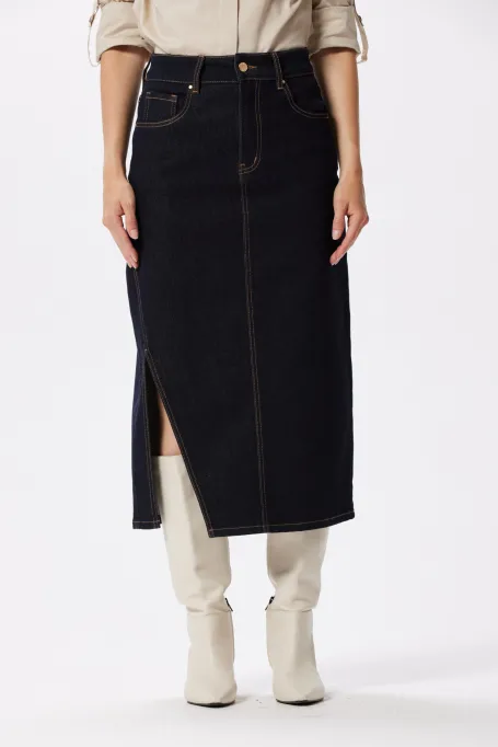 Jeans-Midirock in Dunkelblau