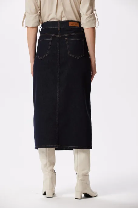 Jeans-Midirock in Dunkelblau