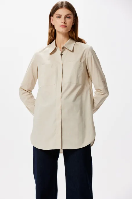 Beige Hemd mit Taschen