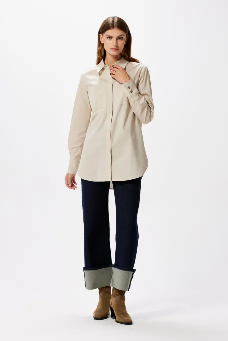Beige Hemd mit Taschen