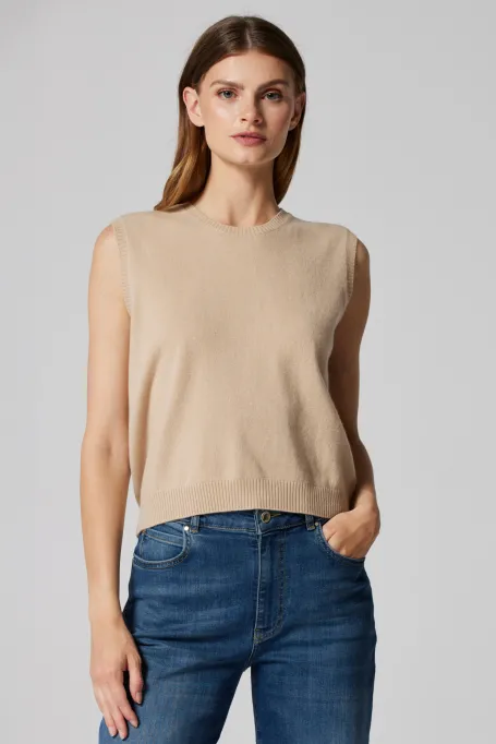Beige Bluse aus Kaschmir und Merinowolle