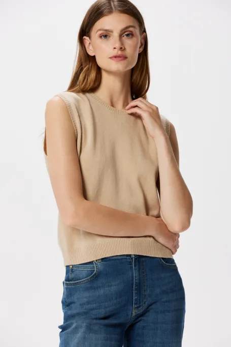 Beige Bluse aus Kaschmir und Merinowolle