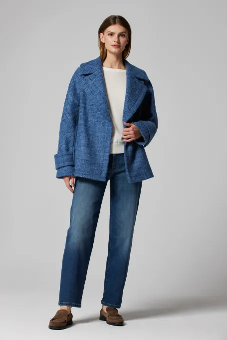 Hellblaue Jacke mit Alpakawolle