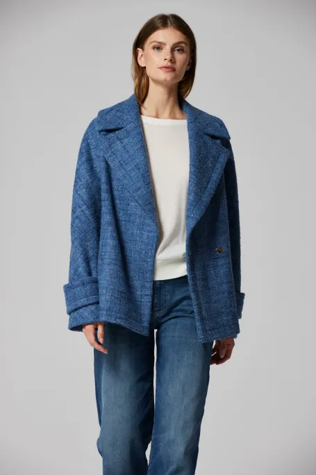 Hellblaue Jacke mit Alpakawolle