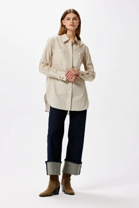 Beige Hemd mit Taschen