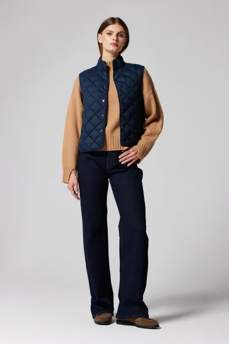 Dunkelblaue gesteppte Weste