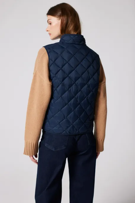 Dunkelblaue gesteppte Weste