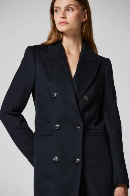 Dunkelblauer Mantel aus Kamelhaar