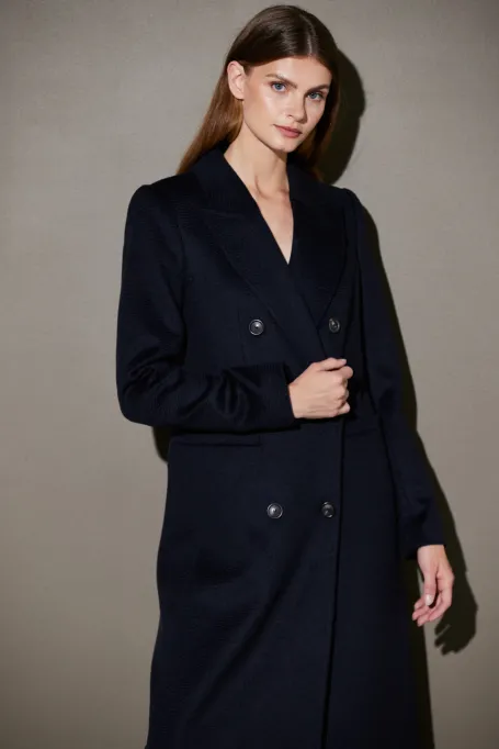 Dunkelblauer Mantel aus Kamelhaar