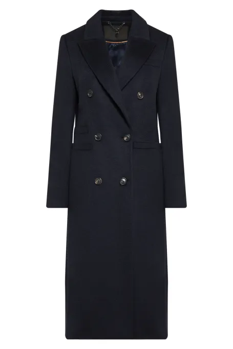 Dunkelblauer Mantel aus Kamelhaar