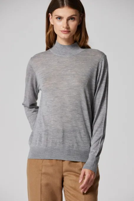 Graues Rollkragen-Shirt aus Merinowolle Julia