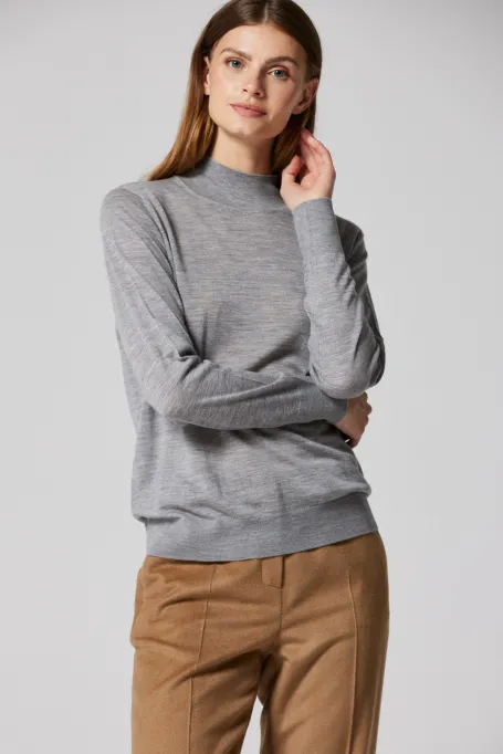 Graues Rollkragen-Shirt aus Merinowolle Julia