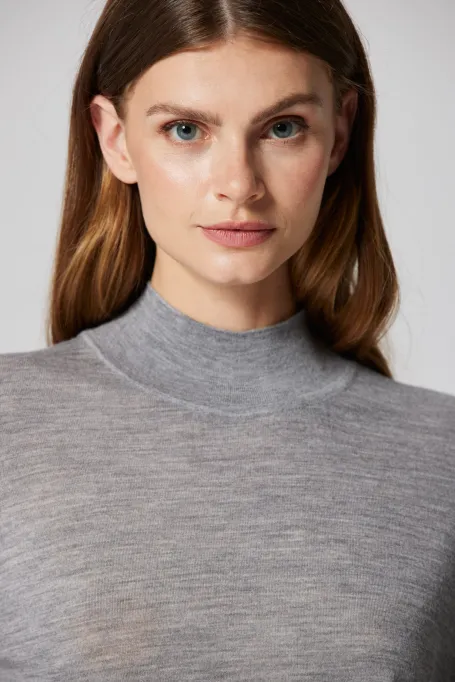 Graues Rollkragen-Shirt aus Merinowolle Julia