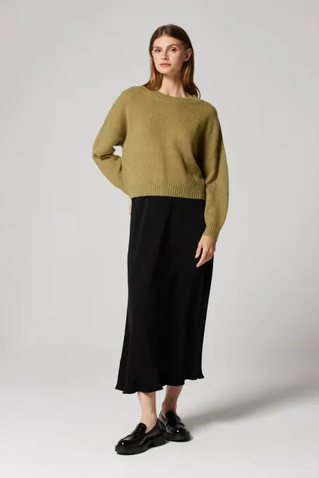 Grüner Pullover aus Alpaka-Wollmischung